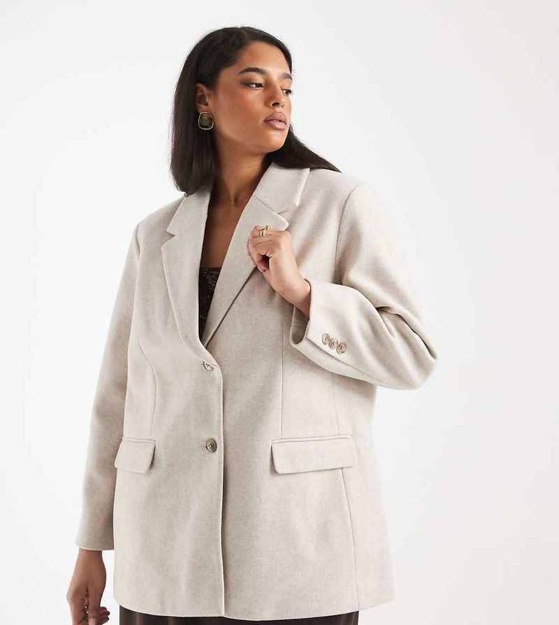 Curve - Oversize-Blazerjacke aus Filz in Steinbeige-Neutral Neutral 46
