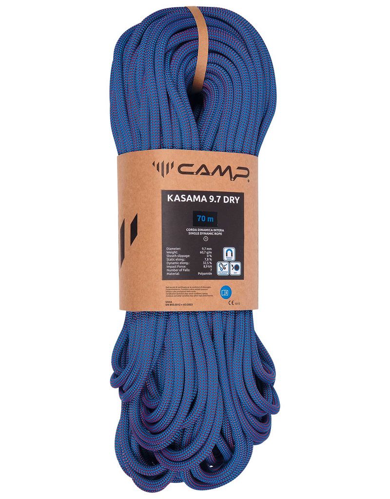 Corde d'escalade et d'alpinisme à simple - Kasama 9.7 Dry Blue Red - Taille 60 m - Bleu