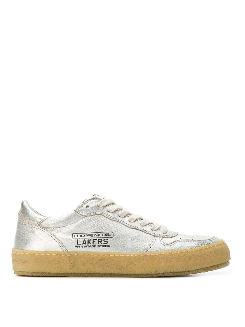 Sneaker Lakers Vintage in pelle argentata