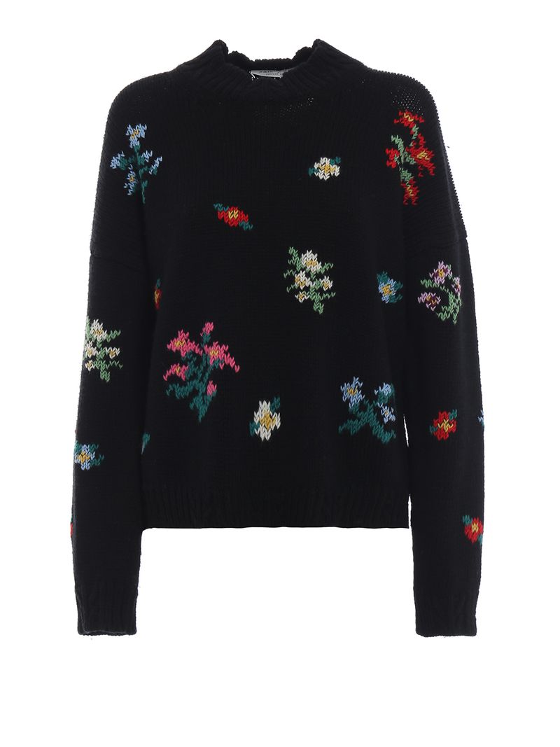 Maglione in lana con ricami multicolori