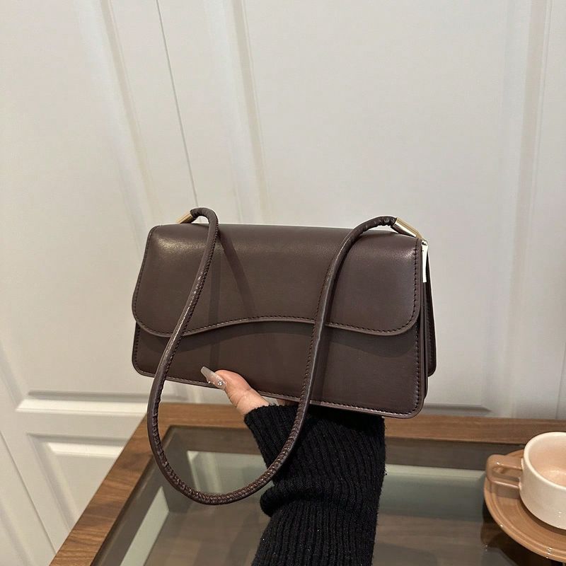 Bolso de hombro elegante minimalista de unicolor y estilo retro