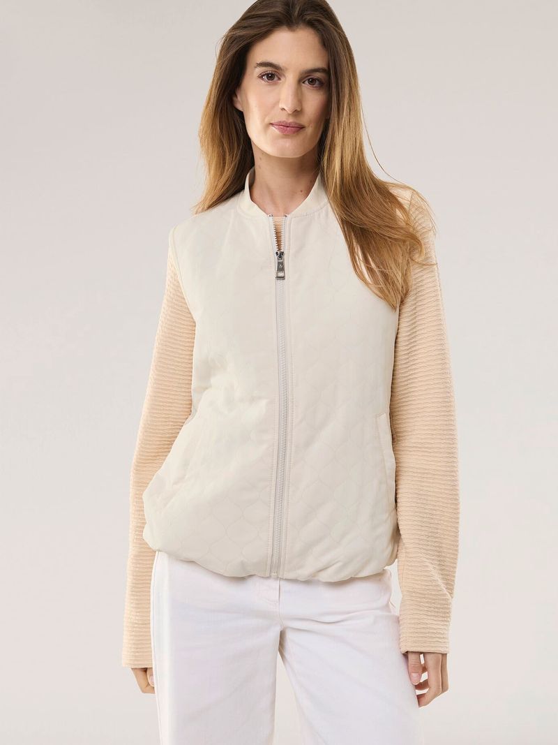 Jacquardweste, normale Größen, Farbe Beige, 50, modische Blousonform schöner Jacquard Damen