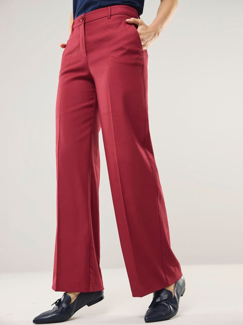 Marlenehose mit Struktur, Regular Fit#normale Größen#Kurzgrößen#Langgrößen, Farbe Rot, 42, modische Marleneform sommerleicht Damen