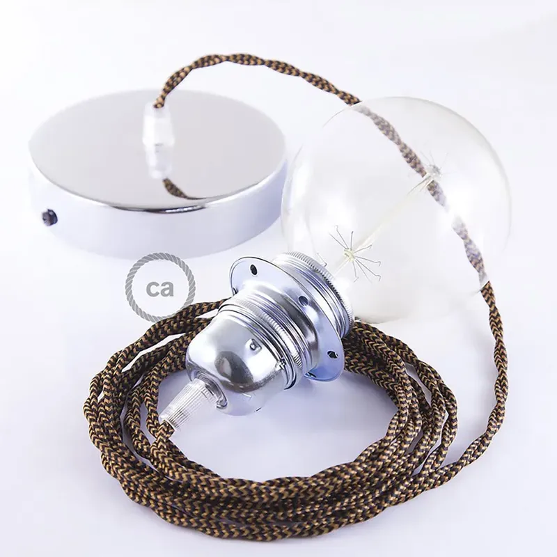 Cables Lampe Suspendue Pendel Pour Abat-jour Tz22 Diy 2 M Black / Whiskey / Chrome Plated One Size