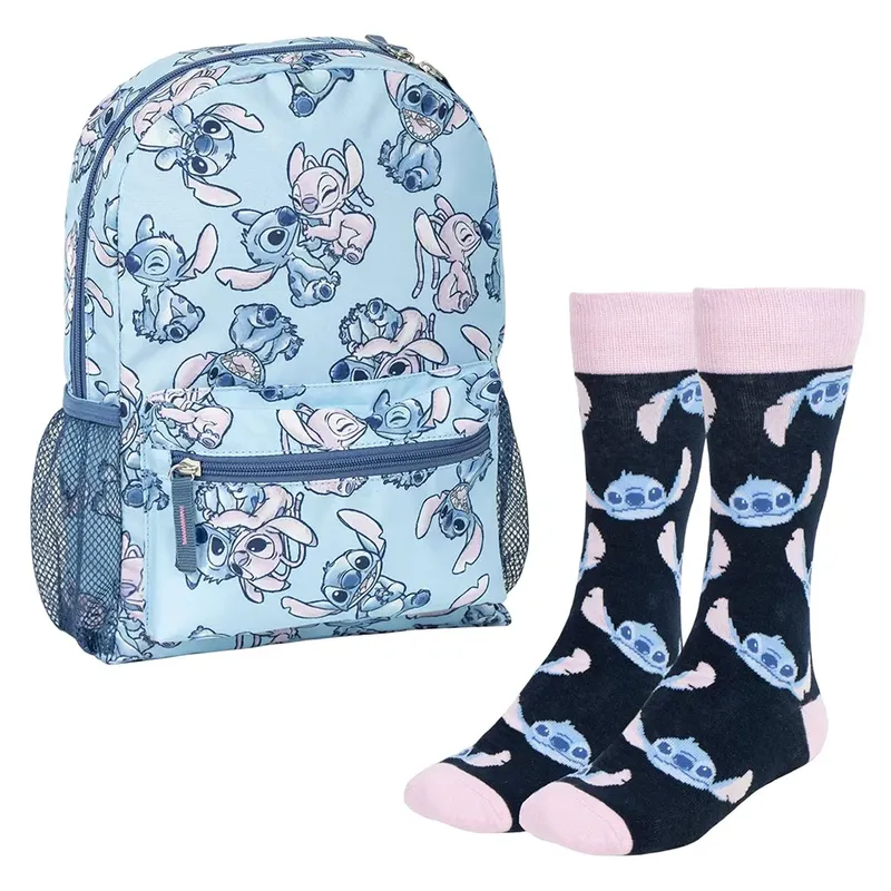 Ensemble Sac à Dos Et Chaussettes à Motif Visage Pour Les Loisirs Stitch Blue One Size unisex