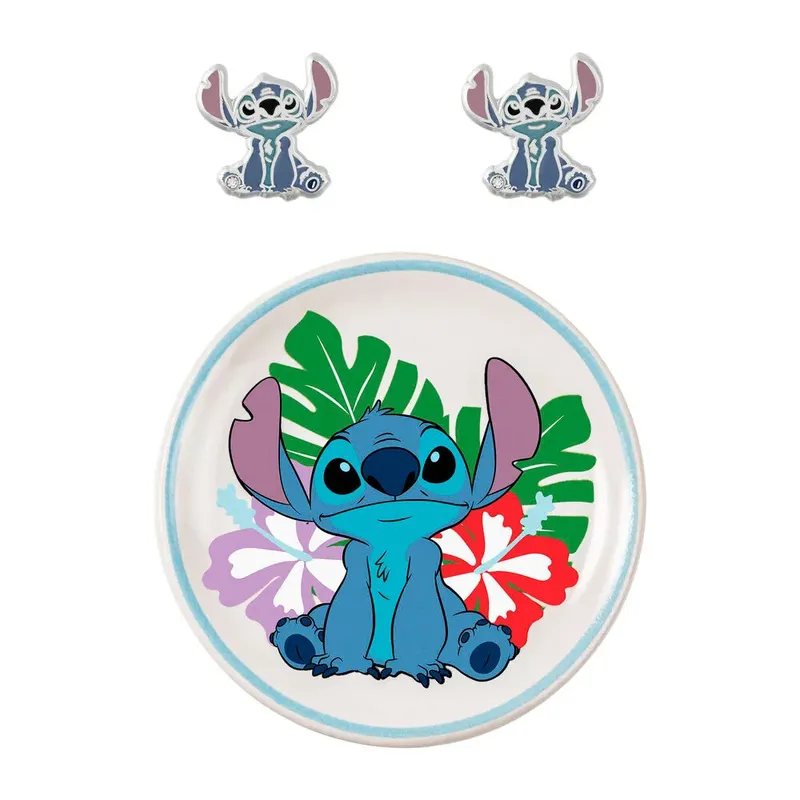 Boucles D´oreilles + Coupelle à Bijoux Disney Stitch Silver / Blue / Gold One Size unisex