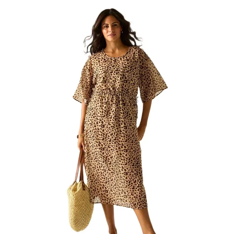 Vestito A Maniche Corte Avorno Cover-up Abstract Leopard Spot 42