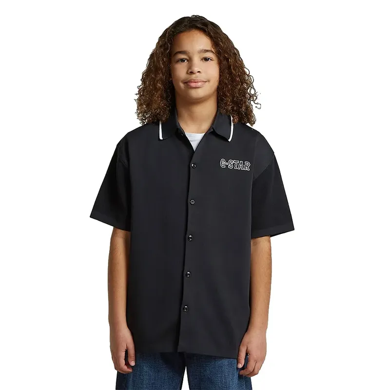 Chemise à Manches Courtes D29720-01 Oversize Dark Black 8 Années Garçon