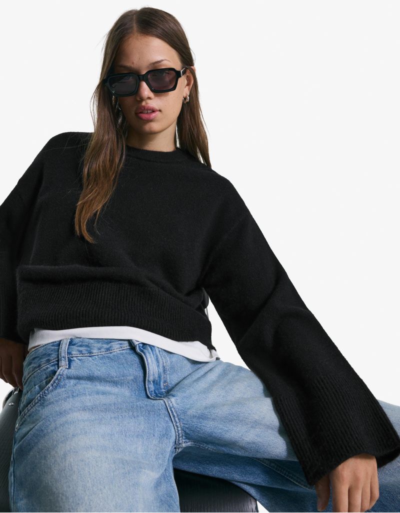 Pull Oversize Col Rond Xxs Noir