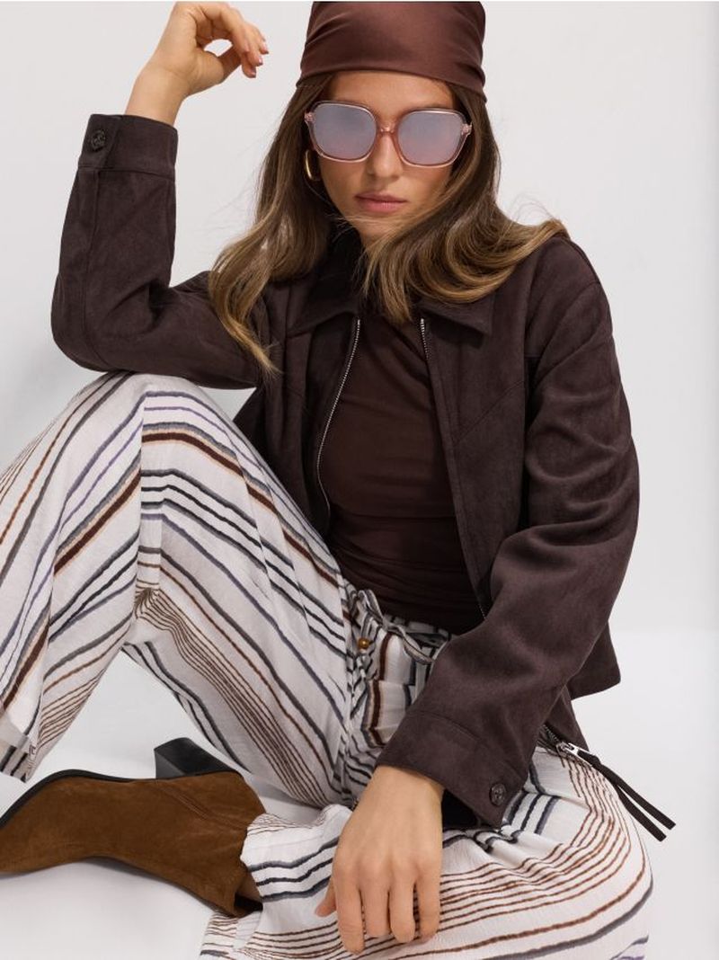 Pantaloni wide leg a righe con viscosa - multicolor