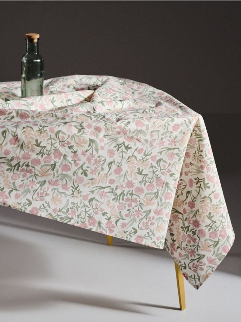 Tovaglia in cotone con motivo floreale - multicolor