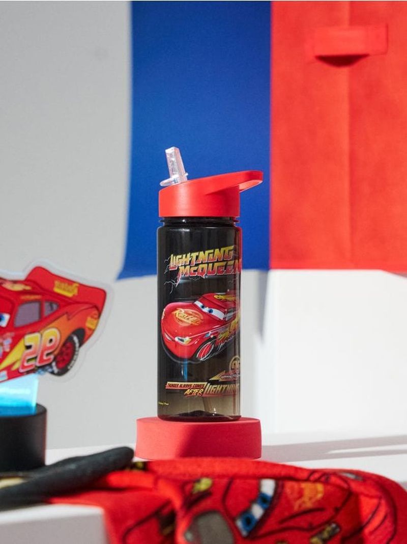 Bottiglia per l’acqua con manico e cannuccia Cars - multicolor