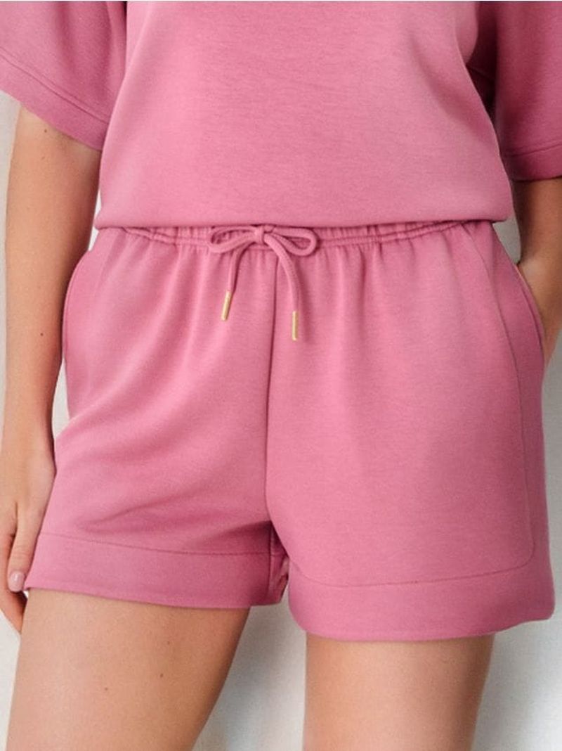 Pantaloncini sportivi con cordino soft touch - malva