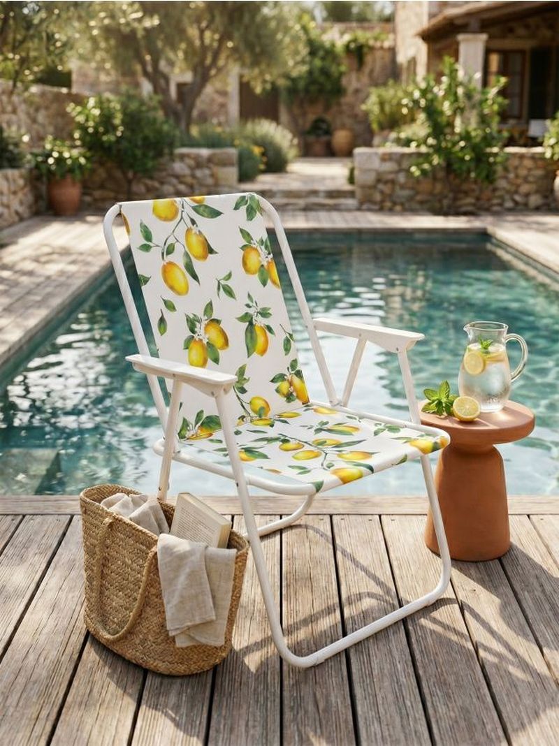 Sedia da campeggio con motivo limoni - multicolor