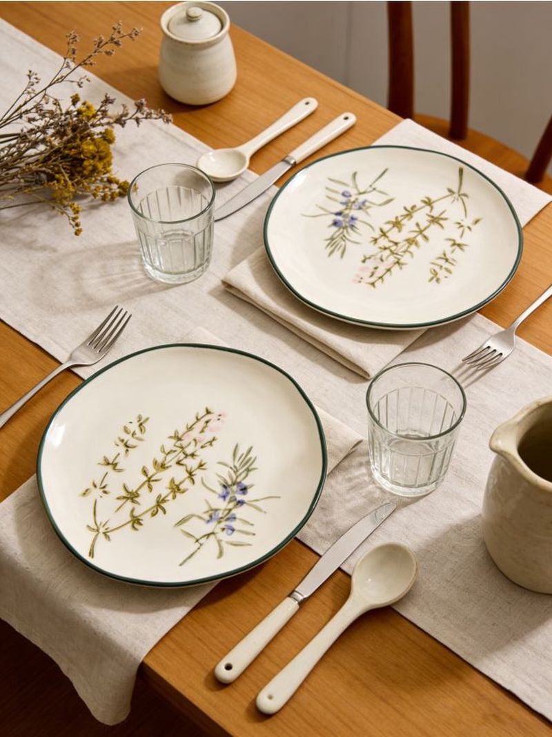 Piatti in ceramica dipinti a mano con effetto smalto craquelé, set da 2 - multicolor