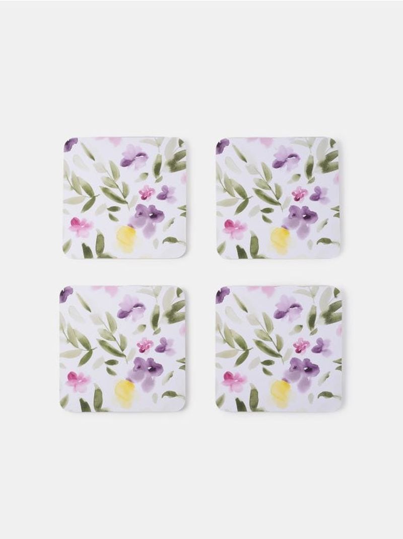 Sottobicchieri con motivo floreale 4 pack - multicolor