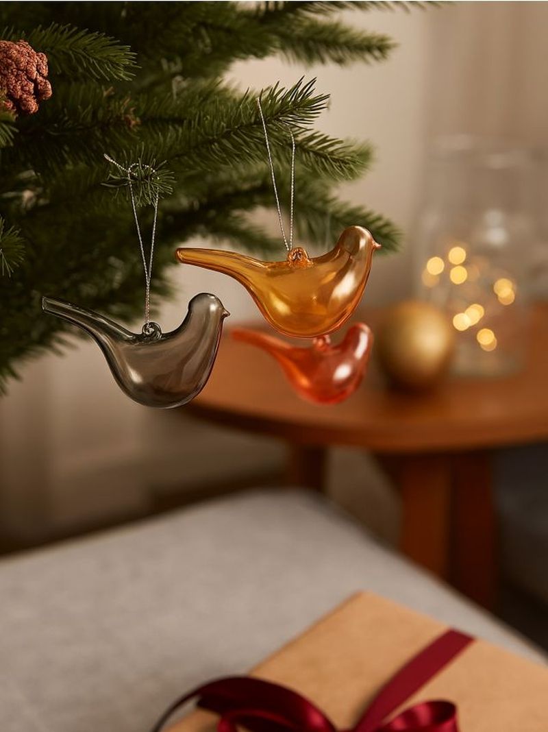 Decorazioni natalizie in vetro a forma di uccellini 3 pack - multicolor