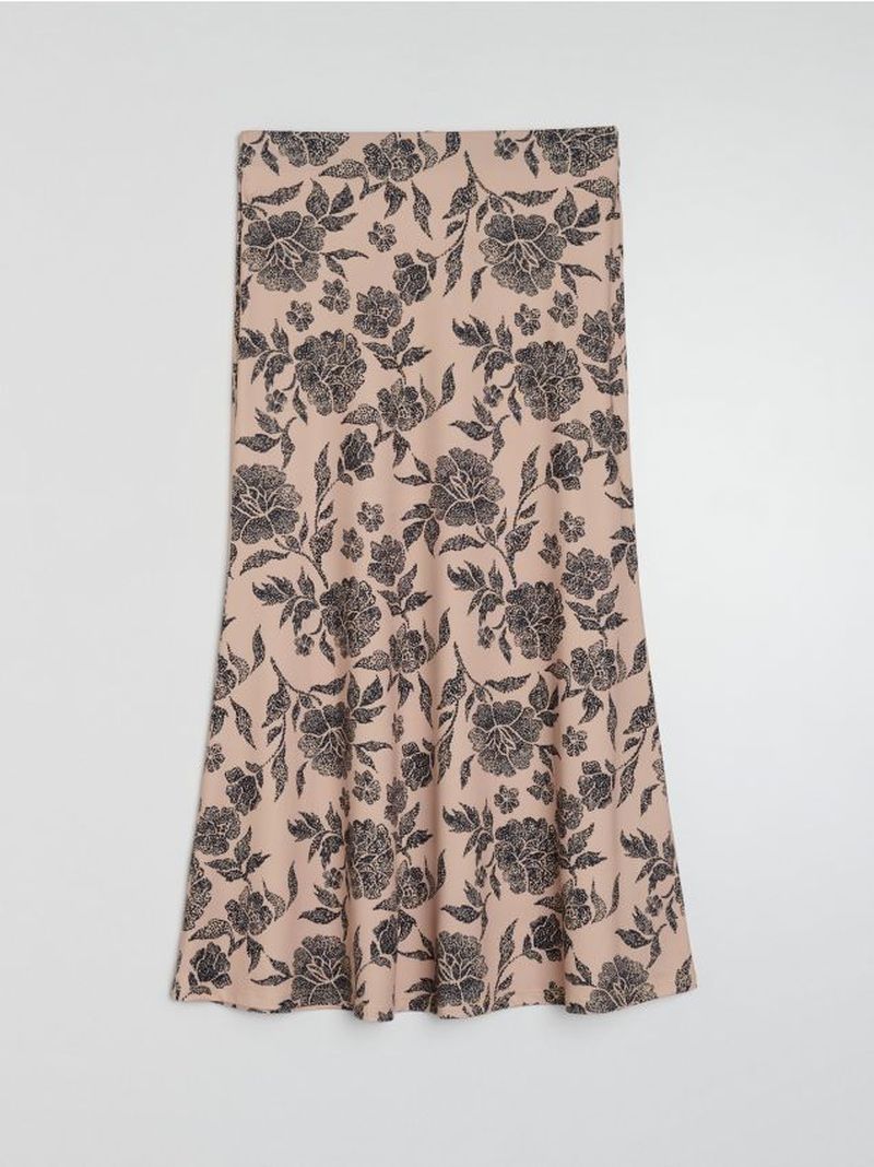 Gonna midi con motivo floreale - multicolor