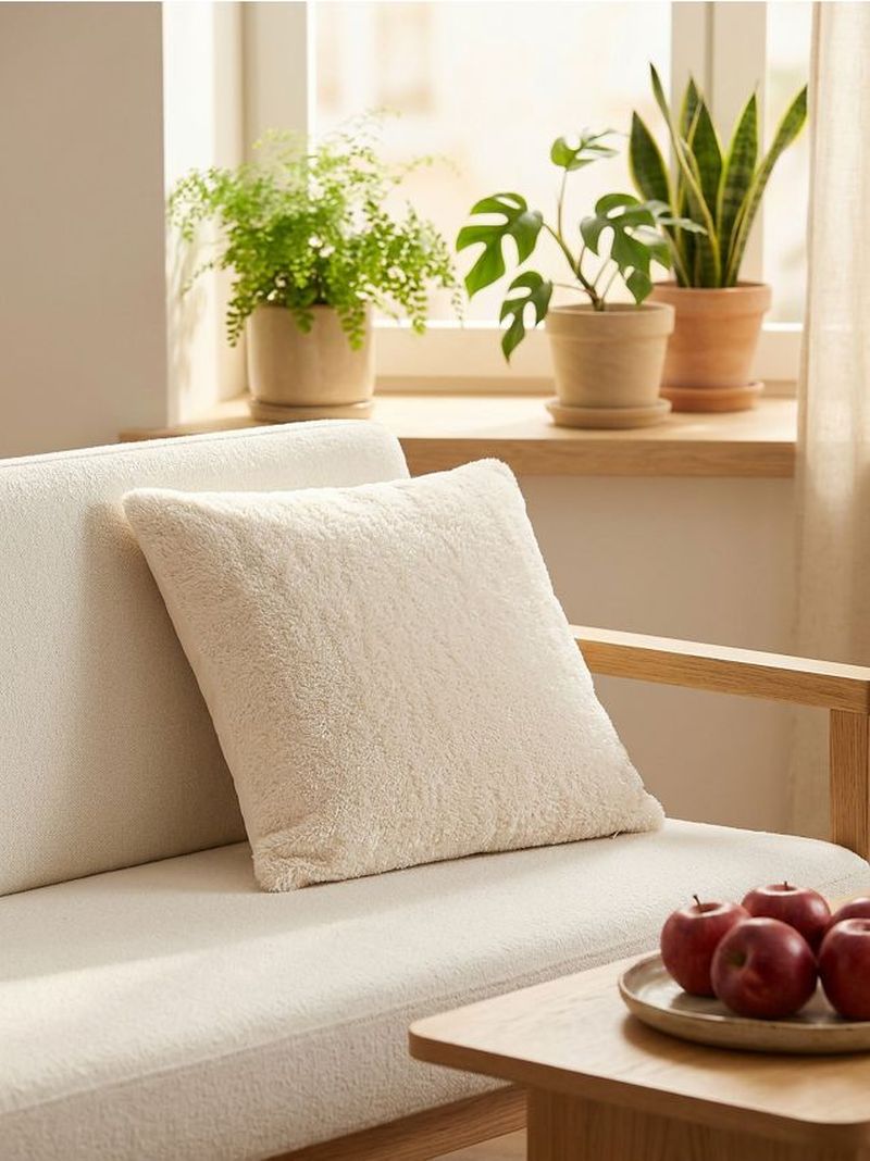 Fodera per cuscino con filo decorativo - panna