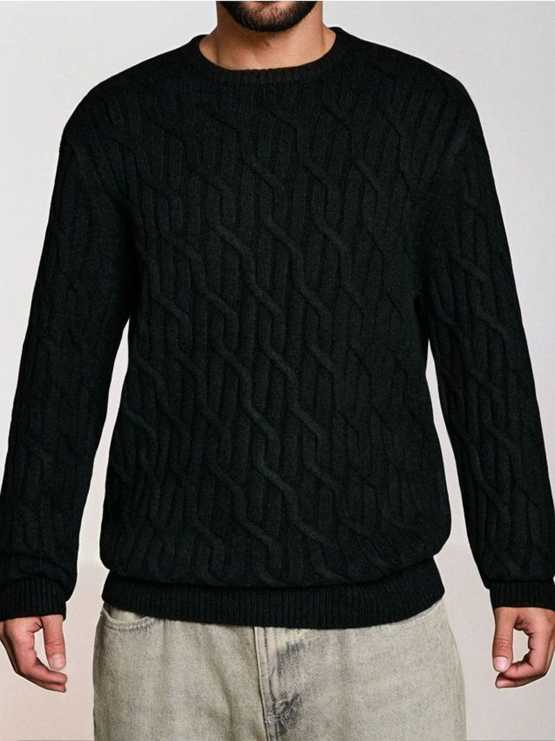 Maglione con maglia decorativa - nero
