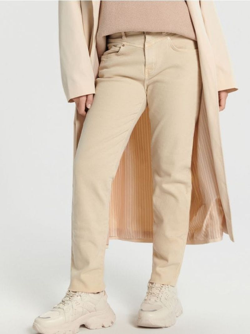 Jeans high waist straight - color grano