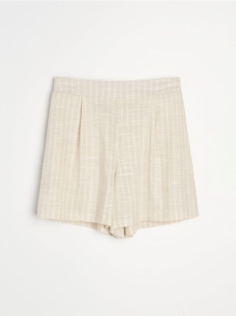 Pantaloncini larghi con miscela di lino - multicolor