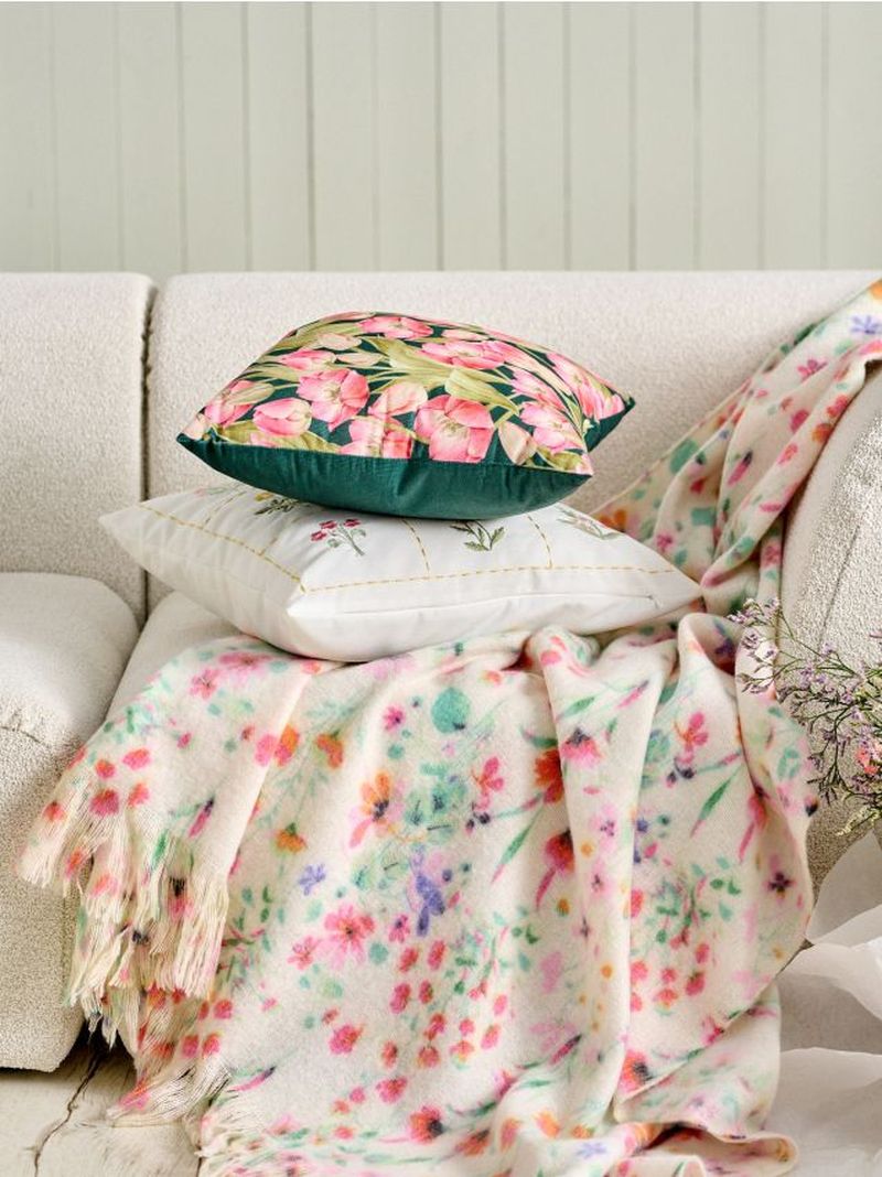 Cuscino decorativo con fiori - multicolor