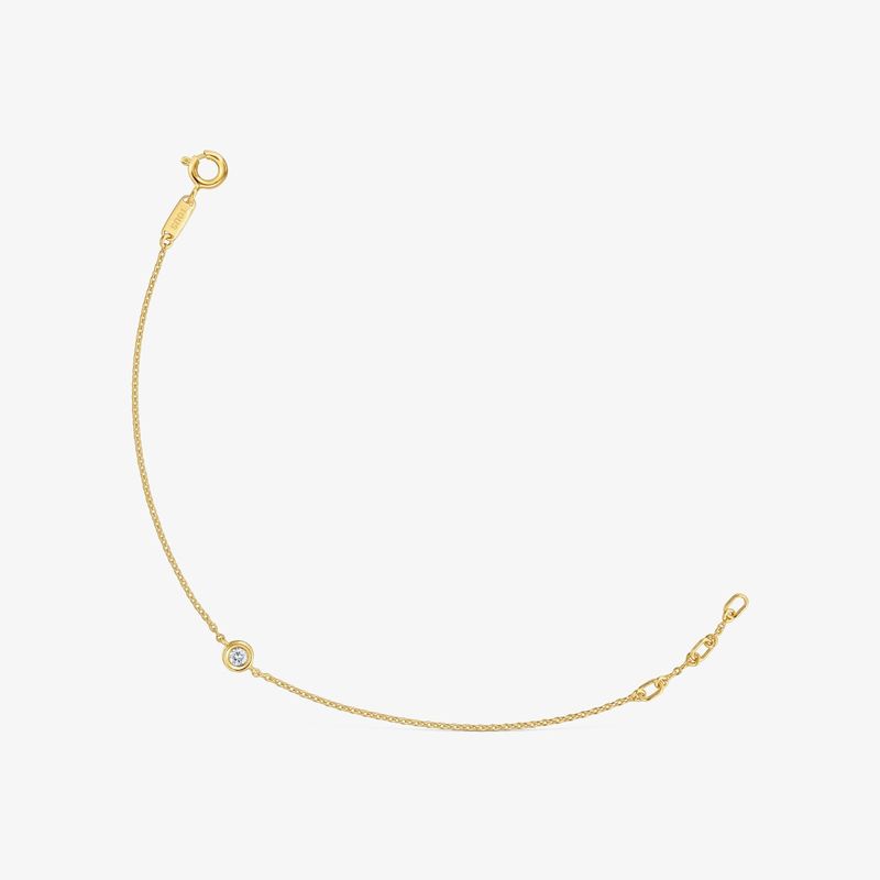 Pulsera Cadena Con Baño De Oro 18 Kt Sobre Plata Y Diamante Creado En Laboratorio Line Lgd