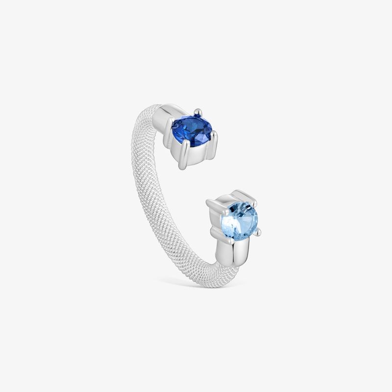 Anillo Abierto De Plata Y Espinela Creada En Laboratorio Mesh Lgg Talla 11