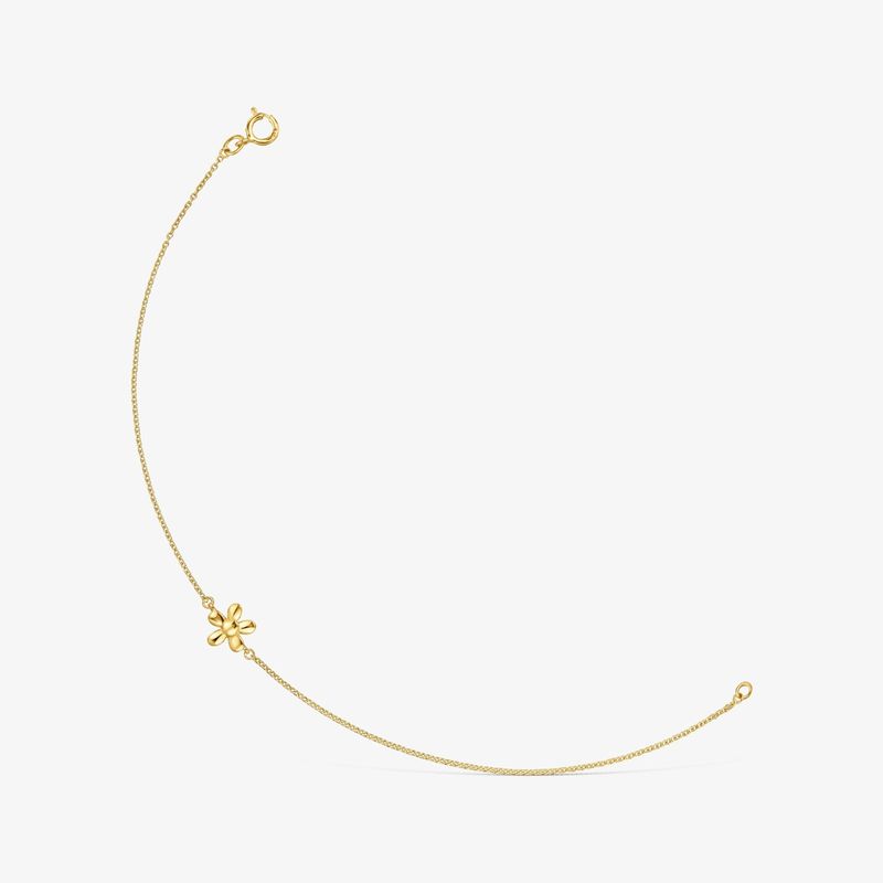 Pulsera Cadena Flor Con Baño De Oro 18 Kt Sobre Plata Motivos