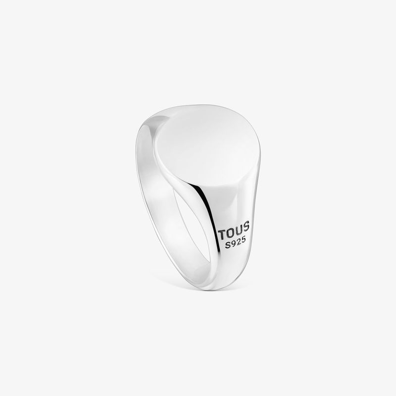 Anillo Sello De Plata Envejecida Motivo Redondo Man Talla 18